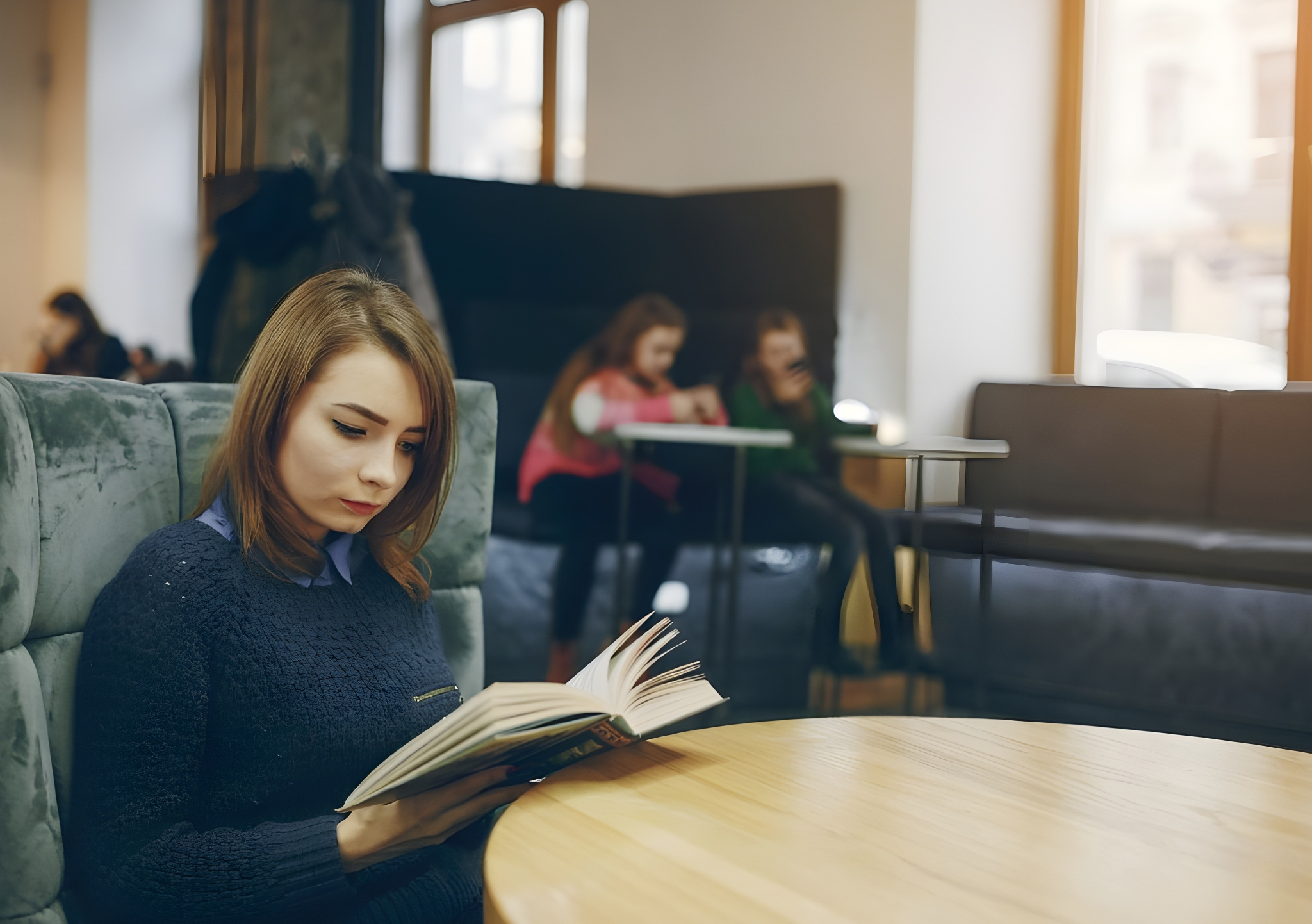 Reader with book